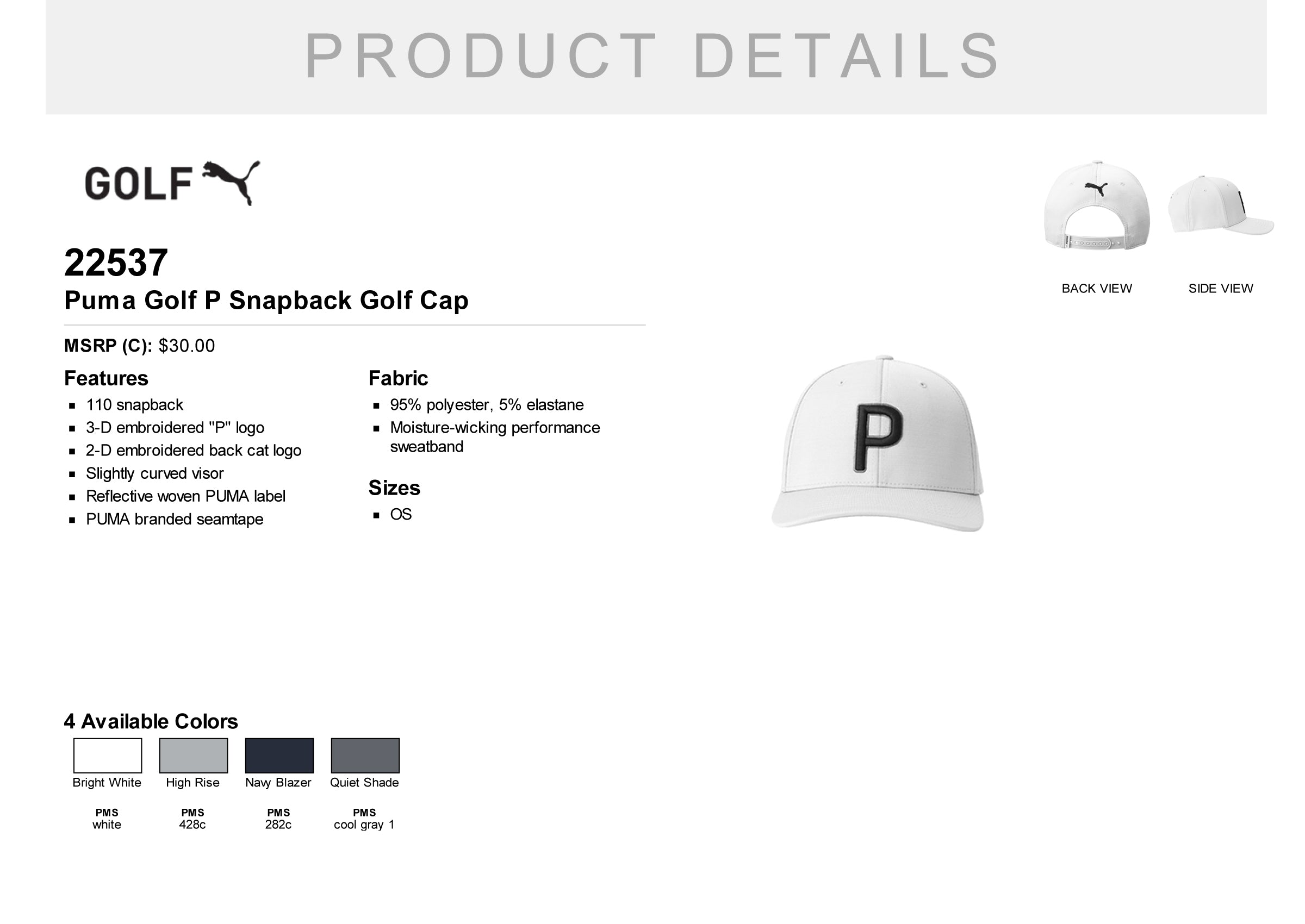 Puma Golf P Snapback Golf Cap